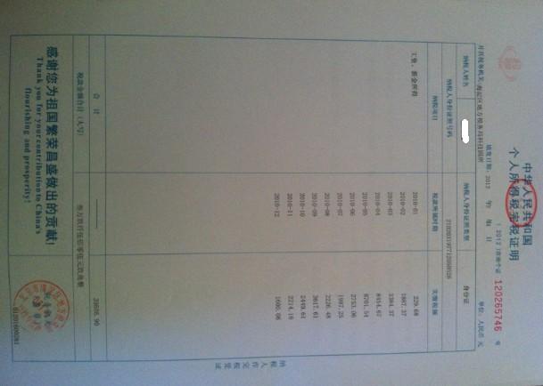 個(gè)人所得稅中英對(duì)照翻譯樣本